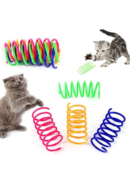 4 Adet Kedi Renkli Spiral Yay Oyuncakları, Yavru Kediler Için Kedi Yaratıcı Oyuncakları, Zaman Öldürme ve Formda Kalma (Yurt Dışından)