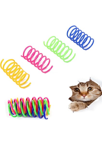 4 Adet Kedi Renkli Spiral Yay Oyuncakları, Yavru Kediler Için Kedi Yaratıcı Oyuncakları, Zaman Öldürme ve Formda Kalma (Yurt Dışından)