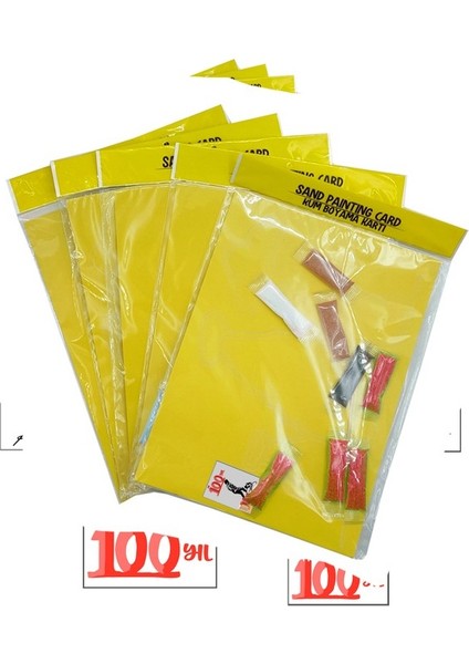 100, Yıl Atatürk Kum Boyama Kartı Seti 5 Adet-Red Castle KB-RC-057-1
