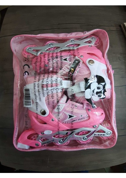 Tek Sıra Pasifik Toys Pembe Işıklı Ayarlanabilir 4 Tekerli Alıştırma Çocuk Pateni 34-37 4 7+ Yaş Pe
