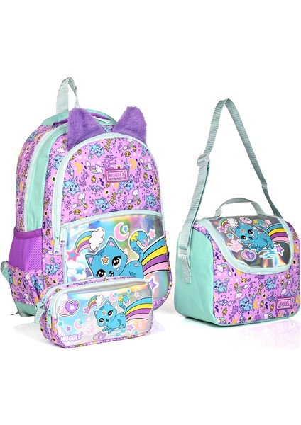 MU 7372 Sweet Cat Okul Sırt Çantası 3'lü Set Mor