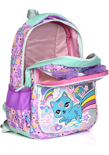 MU 7372 Sweet Cat Okul Sırt Çantası 3'lü Set Mor