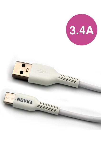 Type-C & USB Girişli 3.4 A Şarj Cihazı 1 Metre Kablo + Adaptör Samsung Oppo Xiaomi Modellerle Uyumlu