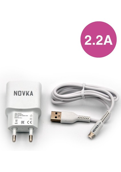 Micro & USB Girişli 2.2 A Şarj Cihazı 1 Metre Kablo + Adaptör Takım Samsung Huawei Modellerle Uyumlu
