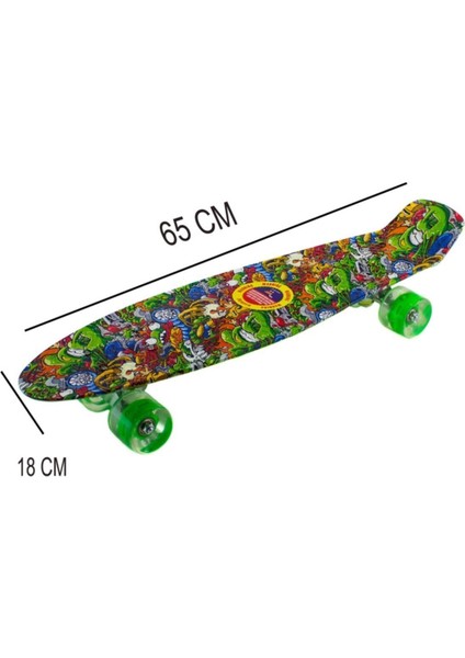 Turuncu Kaykay 65 cm Şeffaf Işıklı 4 Tekerlekli