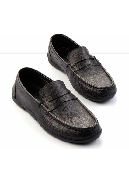 Siyah Floter Hakiki Deri Erkek Loafer Ayakkabı E01395223540