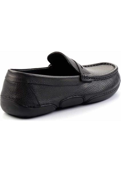 Siyah Floter Hakiki Deri Erkek Loafer Ayakkabı E01395223540