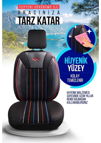 Panda Datça Serisi Kilim Kumaş Oto Koltuk Kılıfı - Tam Set indirimleri