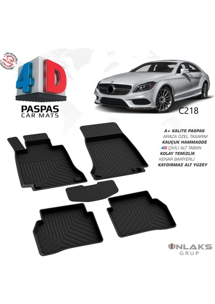 RK Carshop Mercedes Cls C218 Ferrous 4d Havuzlu Kauçuk Paspas 2010 2018