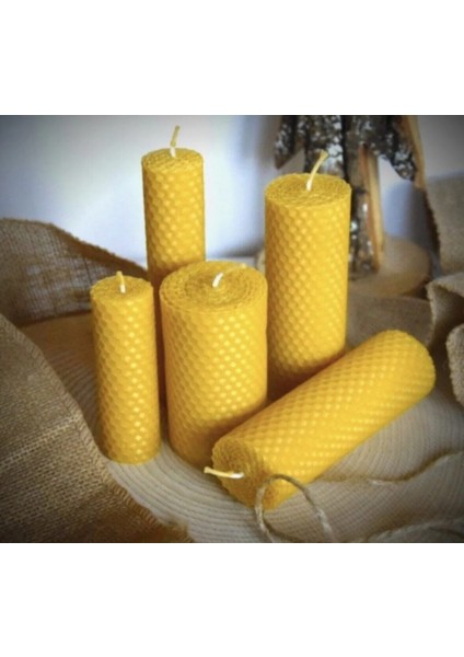 Beeswax Bal Ve Mum Doğal El Yapımı 5 Li Set Dekoratif Balmumu Mum