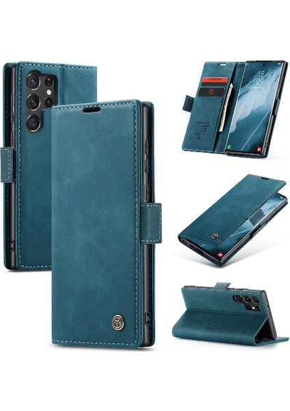 Samsung Galaxy S23 Ultra Kılıf Için Flip Case Kart Yuvası Kickstand Flip Folio (Yurt Dışından)