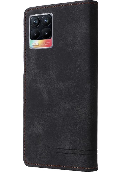 Realme 8 4g Için Flip Case Cüzdan Kapak Çevirin Deri Kılıf Basit Iş (Yurt Dışından)