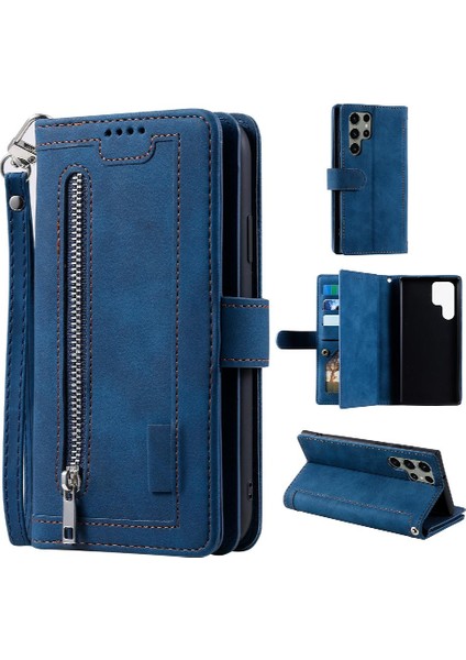 Samsung Galaxy S23 Için Flip Case Ultra Kickstand Kordon Cüzdan 9 Kart Pu (Yurt Dışından)