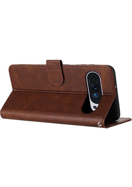 Toka Saf Renk Pu Deri ile Google Piksel 9 Pro Için Flip Case (Yurt Dışından)
