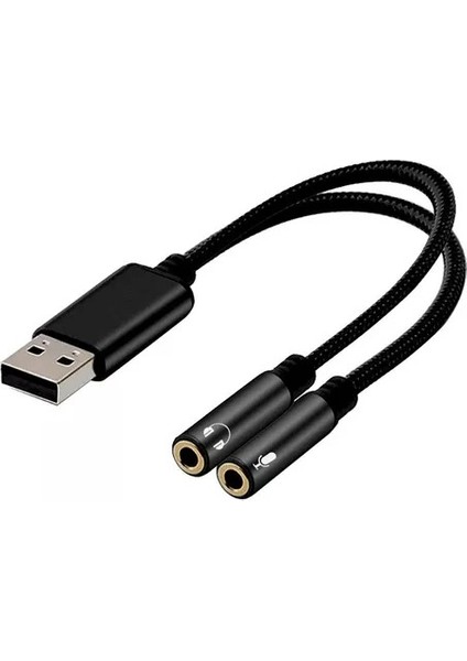 Alfa Net Alfanet 7.1 SES KARTI USB To 3.5mm Jack Çevirici USB To Kulaklık ve Mikrofon Çevirici Notebook Pc Dönüştürücü