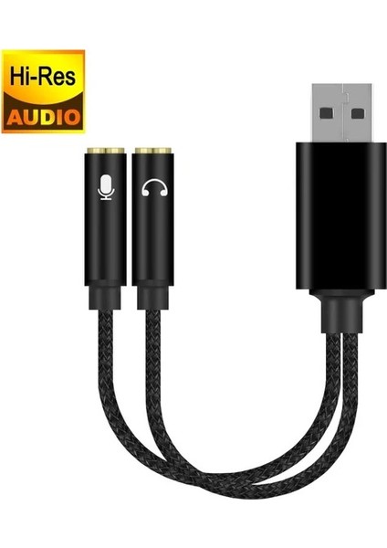 Alfa Net Alfanet 7.1 SES KARTI USB To 3.5mm Jack Çevirici USB To Kulaklık ve Mikrofon Çevirici Notebook Pc Dönüştürücü