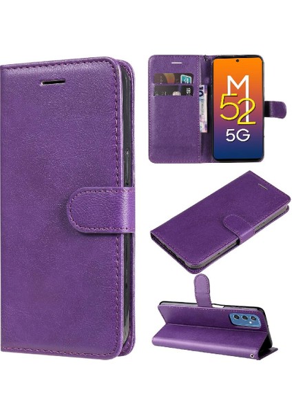 Samsung Galaxy M52 5g Için Flip Case Kart Yuvası ile Yüksek Kaliteli Deri (Yurt Dışından)