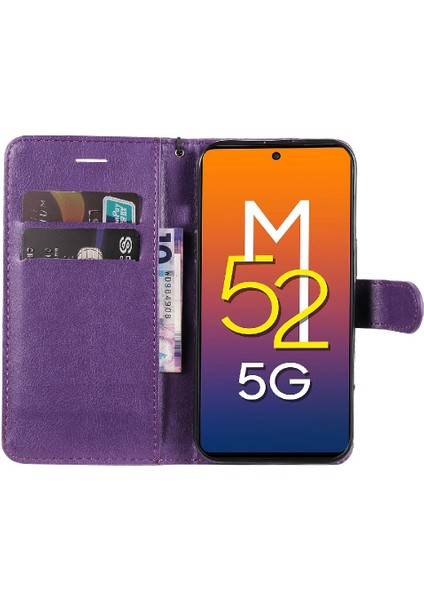 Samsung Galaxy M52 5g Için Flip Case Kart Yuvası ile Yüksek Kaliteli Deri (Yurt Dışından)