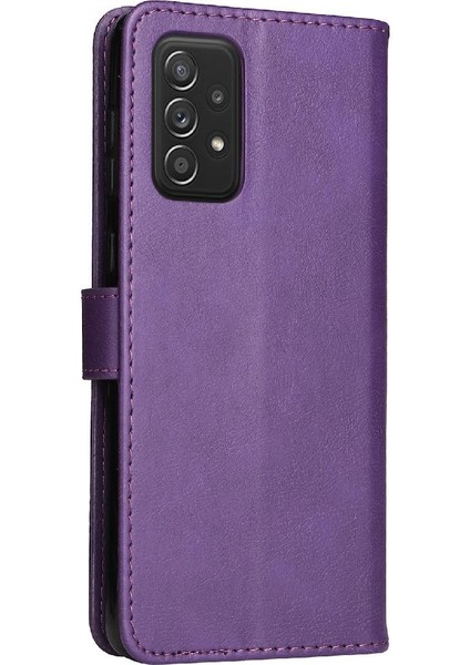 Kart Yuvası Klasik Düz Renk ile Samsung Galaxy A73 5g Için Flip Case (Yurt Dışından)