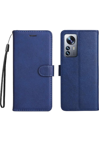 Kart Yuvası Klasik Düz Renk Iş ile Xiaomi 12 Pro Için Flip Case (Yurt Dışından)