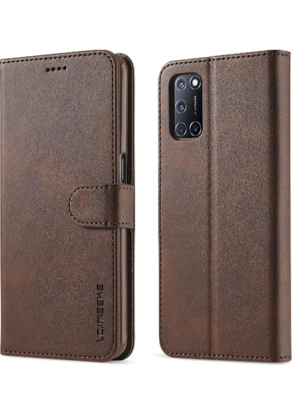 Oppo A54 4g Için Tutucu Kart Yuvaları ile Cüzdan Buzağı Doku Flip Case (Yurt Dışından)