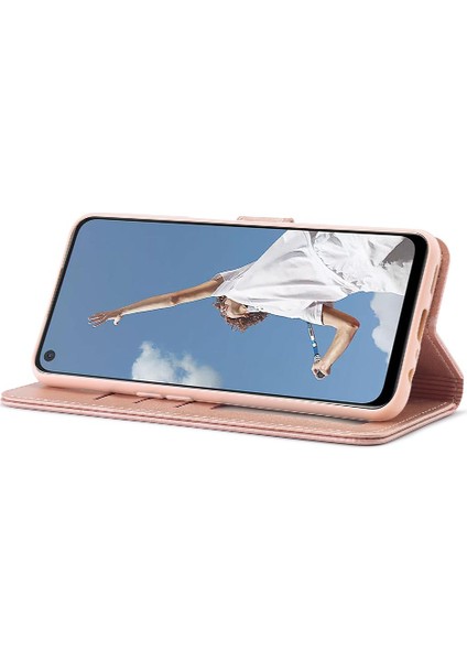 Oppo A54 4g Için Tutucu Kart Yuvaları ile Cüzdan Buzağı Doku Flip Case (Yurt Dışından)