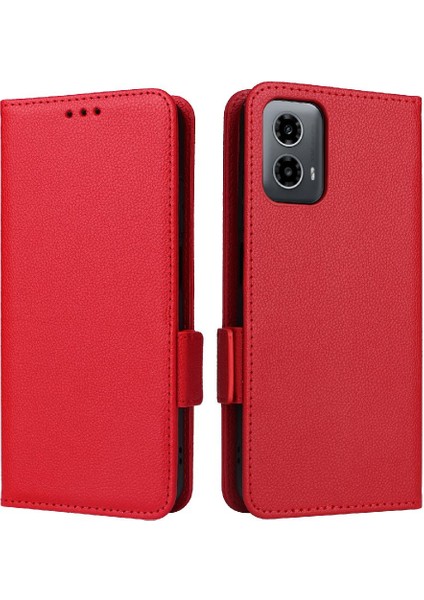 Motorola Moto G34 5g Manyetik Yan Toka Cüzdan Kart Yuvaları Pu (Yurt Dışından)