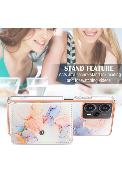 Colorful Shop Xiaomi Poco F5 5g Kart Yuvaları Mermer Yumuşak Tpu Tampon Ince Cüzdan (Yurt Dışından)