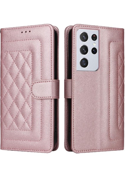 Samsung Galaxy S21 Ultra Darbeye Deri Kılıf Için Flip Case Basit (Yurt Dışından)
