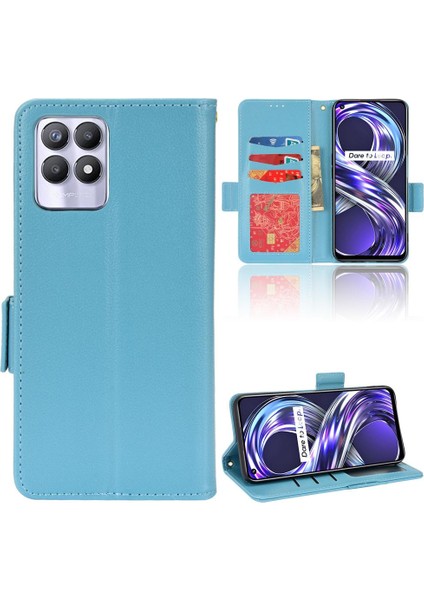 Realme 8i Cüzdan Pu Deri Manyetik Kart Yuvaları Tutucu Yan Toka Için Kılıf (Yurt Dışından)