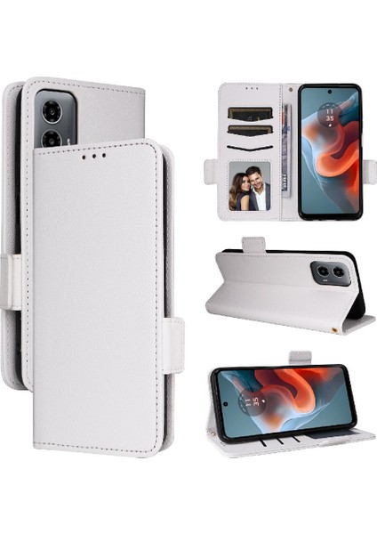 Motorola Moto G34 5g Manyetik Yan Toka Cüzdan Kart Yuvaları Pu (Yurt Dışından)