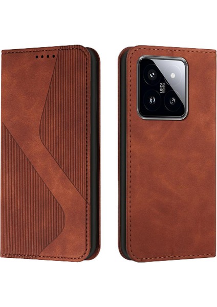 Xiaomi 14 Için Kılıf Pro Kart Yuvaları Tutucu Manyetik Pu Deri Folio Kapak (Yurt Dışından)