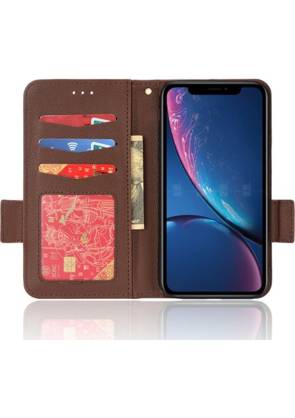 Iphone Xr Için Kılıf Manyetik Kart Yuvaları Tutucu Yan Toka Cüzdan Pu Deri (Yurt Dışından)