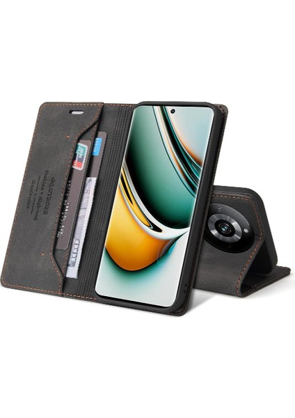 Realme 11 Pro Premium Deri Kickstand Iki Kart Yuvaları Premium Için Kılıf (Yurt Dışından) fırsatları