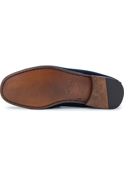 Erkek Deri Lacivert Süet Loafer Ayakkabı 1018 06 Erk Ayk Y24 Blu Suede