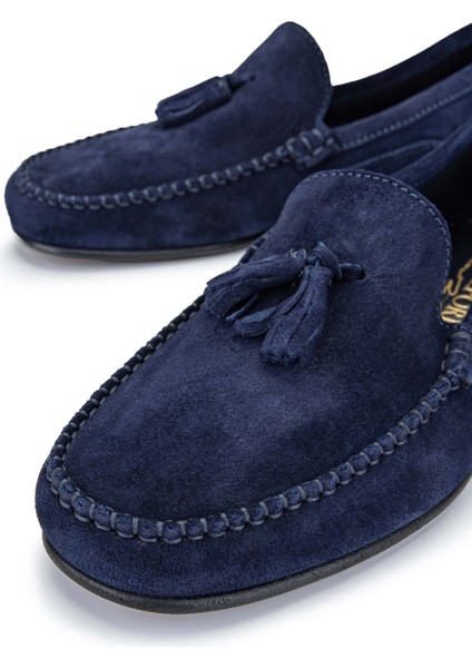 Erkek Deri Lacivert Süet Loafer Ayakkabı 1018 06 Erk Ayk Y24 Blu Suede