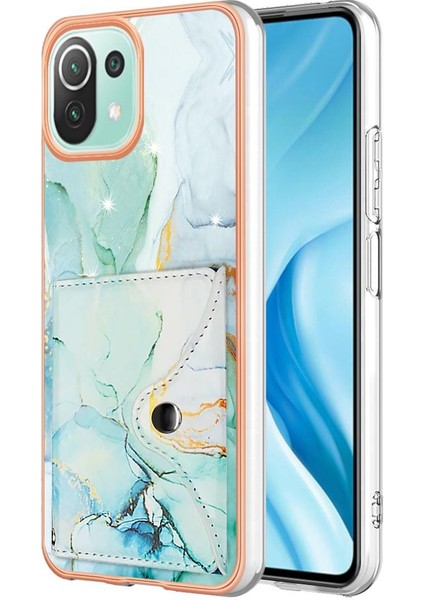 Xiaomi 11 Lite Kart Yuvaları Yumuşak Tpu Tampon Mermer Ince Cüzdan (Yurt Dışından)