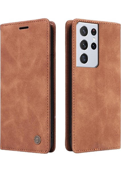 Samsung Galaxy S21 Ultra Basit Iş Deri Kılıf Flip Case Için Flip Case (Yurt Dışından)