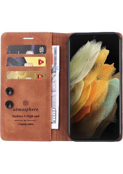 Samsung Galaxy S21 Ultra Basit Iş Deri Kılıf Flip Case Için Flip Case (Yurt Dışından) modelleri