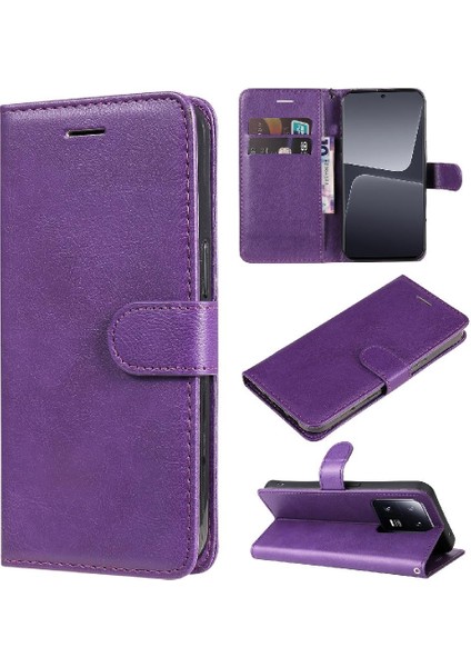 Kart Yuvası Iş ile Xiaomi 13 Pro Klasik Düz Renk Için Flip Case (Yurt Dışından)