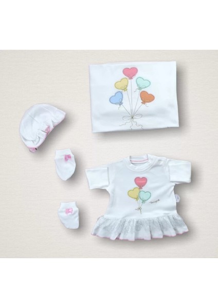 Kalpli Uçan Balon Nakışlı %100 Cotton 10LU Zıbın Takımı Hastane Çıkışı Ekru fiyatları