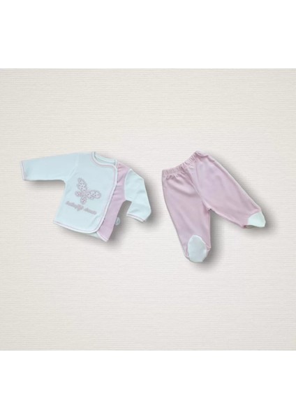 Uçan Kelebekler Nakışlı %100 Cotton 10LU Zıbın Takımı Hastane Çıkışı Pembe modelleri