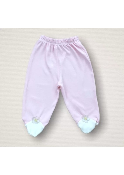 Baharın Çiçekli Kalbi Nakışlı %100 Cotton 10LU Zıbın Takımı Hastane Çıkışı Pembe