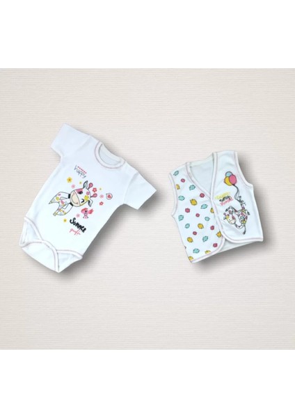 Love Zürafa Nakışlı %100 Cotton 10LU Zıbın Takımı Hastane Çıkışı Ekru modelleri