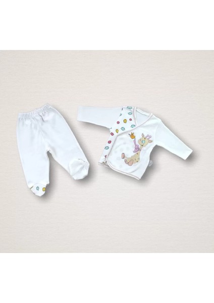 Love Zürafa Nakışlı %100 Cotton 10LU Zıbın Takımı Hastane Çıkışı Ekru fırsatları