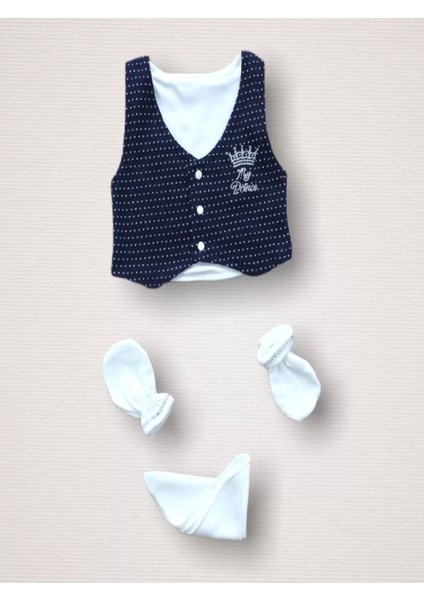 Süper Prens Nakışlı %100 Cotton 10LU Zıbın Takımı Hastane Çıkışı Lacivert modelleri