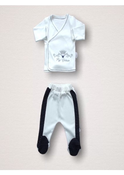 Süper Prens Nakışlı %100 Cotton 10LU Zıbın Takımı Hastane Çıkışı Lacivert indirimleri