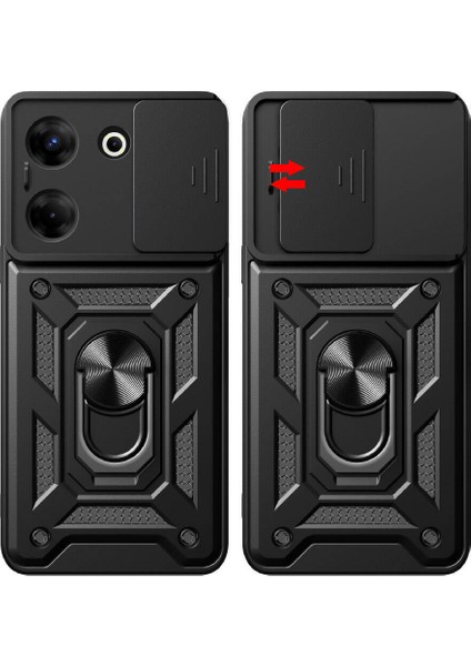 Tecno Camon 20 Pro 4g Kılıf Kamera Korumalı Yüzüklü Tank Armour Sürgülü Kılıf