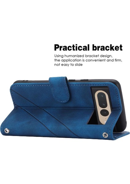 Google Piksel 8 Pro Kickstand Bilek Kayışı Pu Deri Kapak Için Filp Durumda (Yurt Dışından)