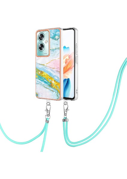 Oppo A2 5g Için Kılıf Anti-Scratch Yumuşak Tampon Crossbody Kordon Askısı Mermer (Yurt Dışından)